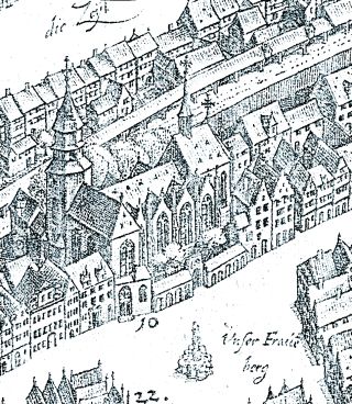 Die Liebfrauenkirche aus dem Merianplan des Jahres 1628